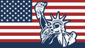 American Flag with the statue of liberty